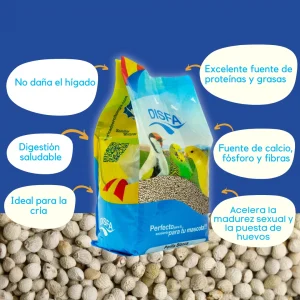 Perilla blanca para pájaros: Semillas nutritivas ricas en grasas y proteínas para la alimentación de aves durante la cría, muda y mantenimiento. 